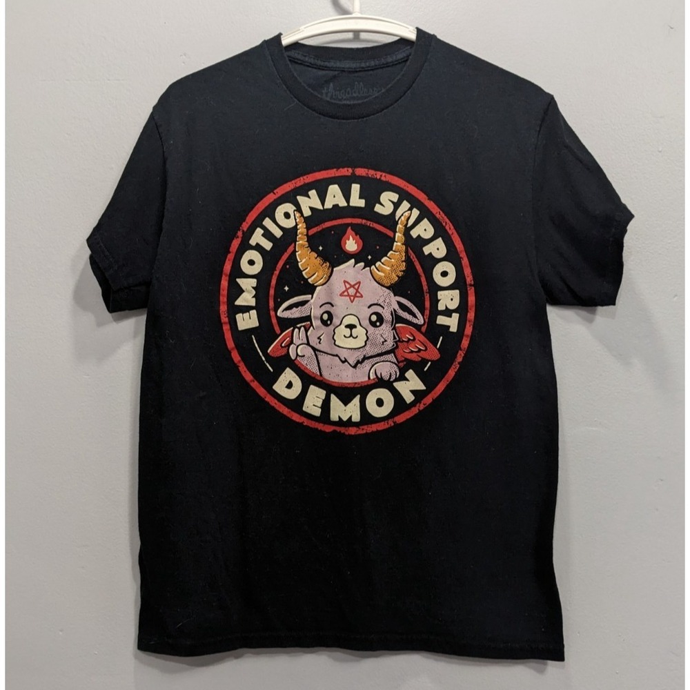 Emotional Support Demon Graphic T-Shirt Witchy‎ Graphic Tee Funny Humorous sz S